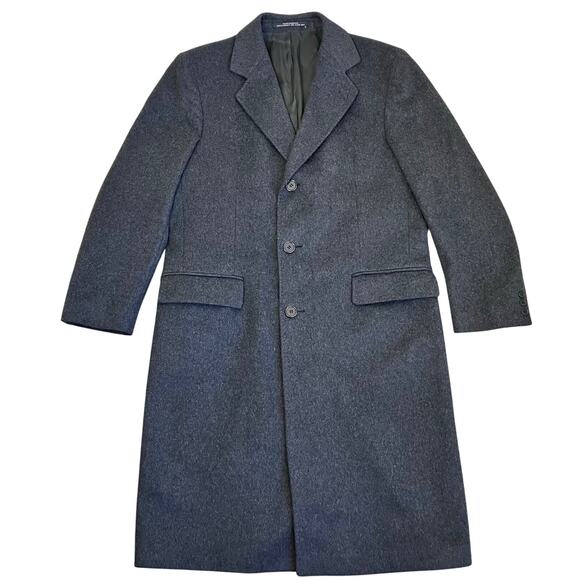 Franco's Mens XL Vintage 100% Cashmere Karamai Full Length Dress Coat Charcoal - Picture 3 of 16